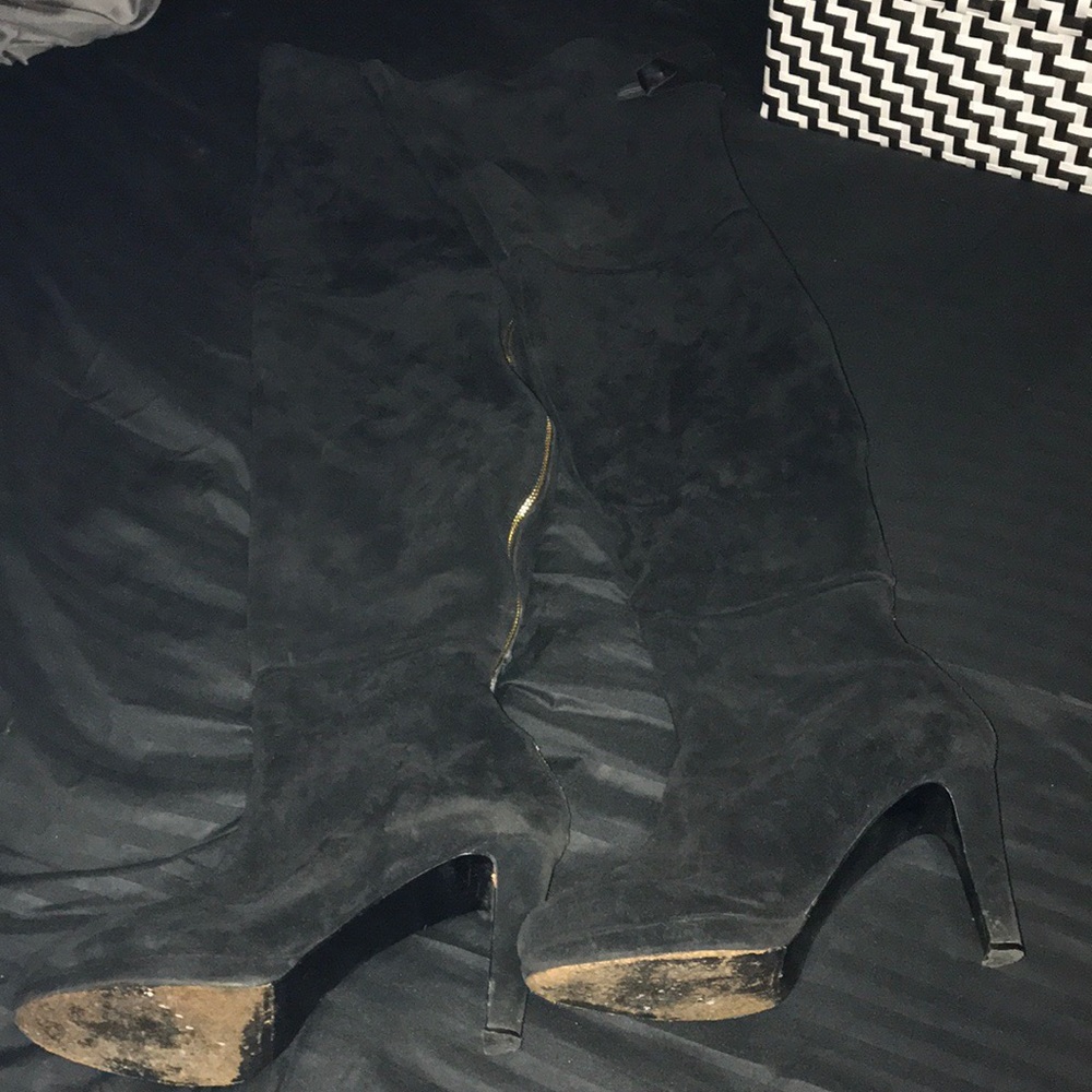 Suede thigh high boots